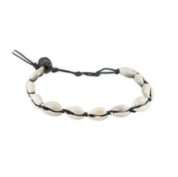 "Cowry Shell anklet"  -Black cord fra Lotus og Luna