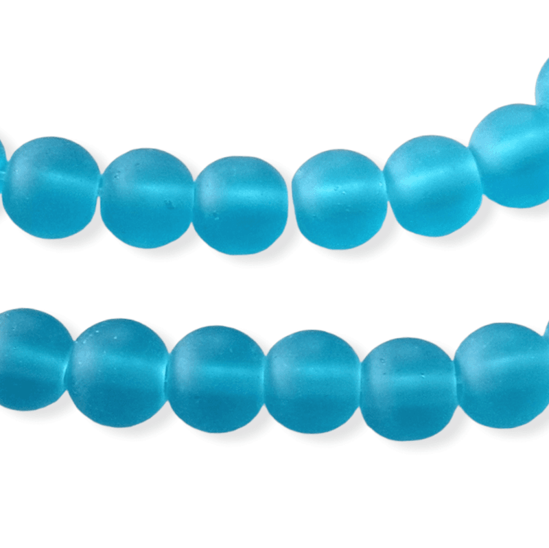 Perler av  frostet glass 6 mm Sky Blue