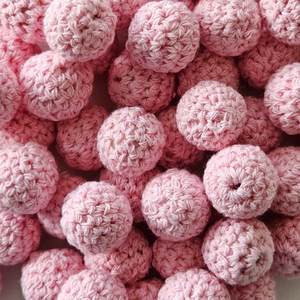 Heklede Perleballer- 10 stk Rosa