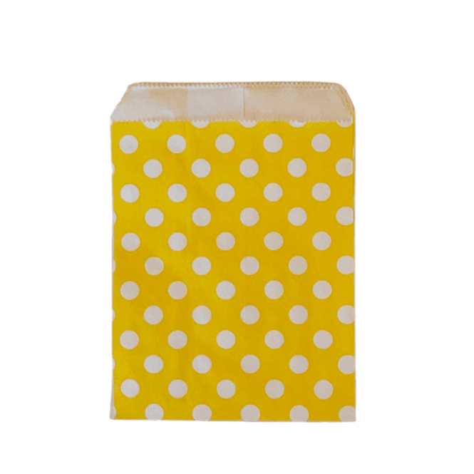 Hovedbilde Store Papirposer -Gul Polkadot