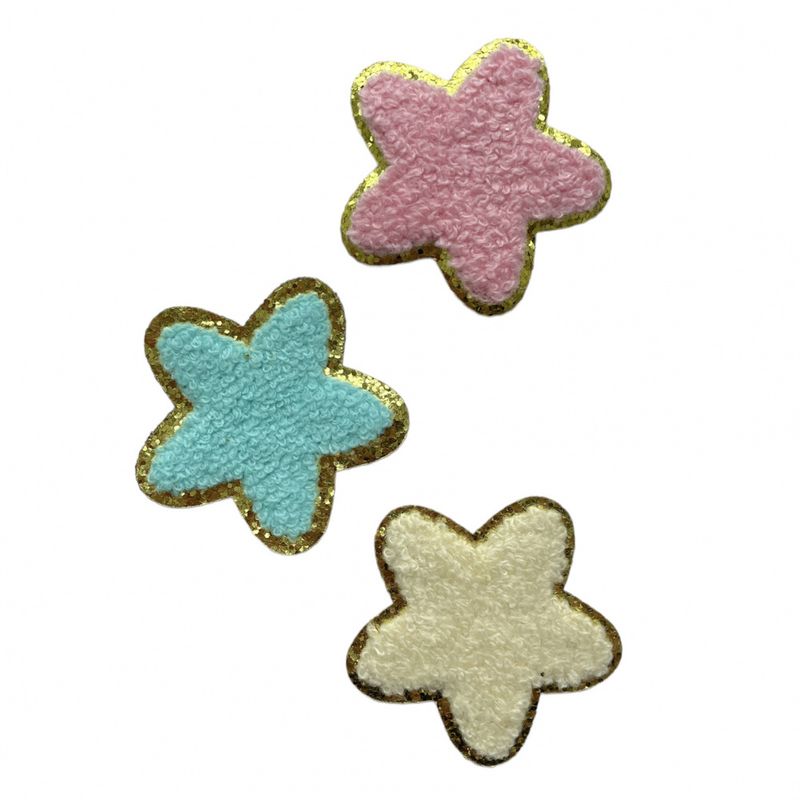 Chenille STJERNE med glitter gullkant
