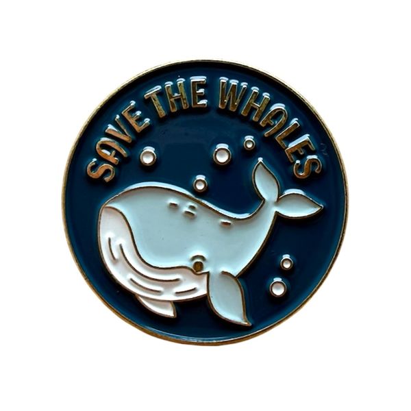 "Save The Whales "  - Bl&aring; Emalje Pin